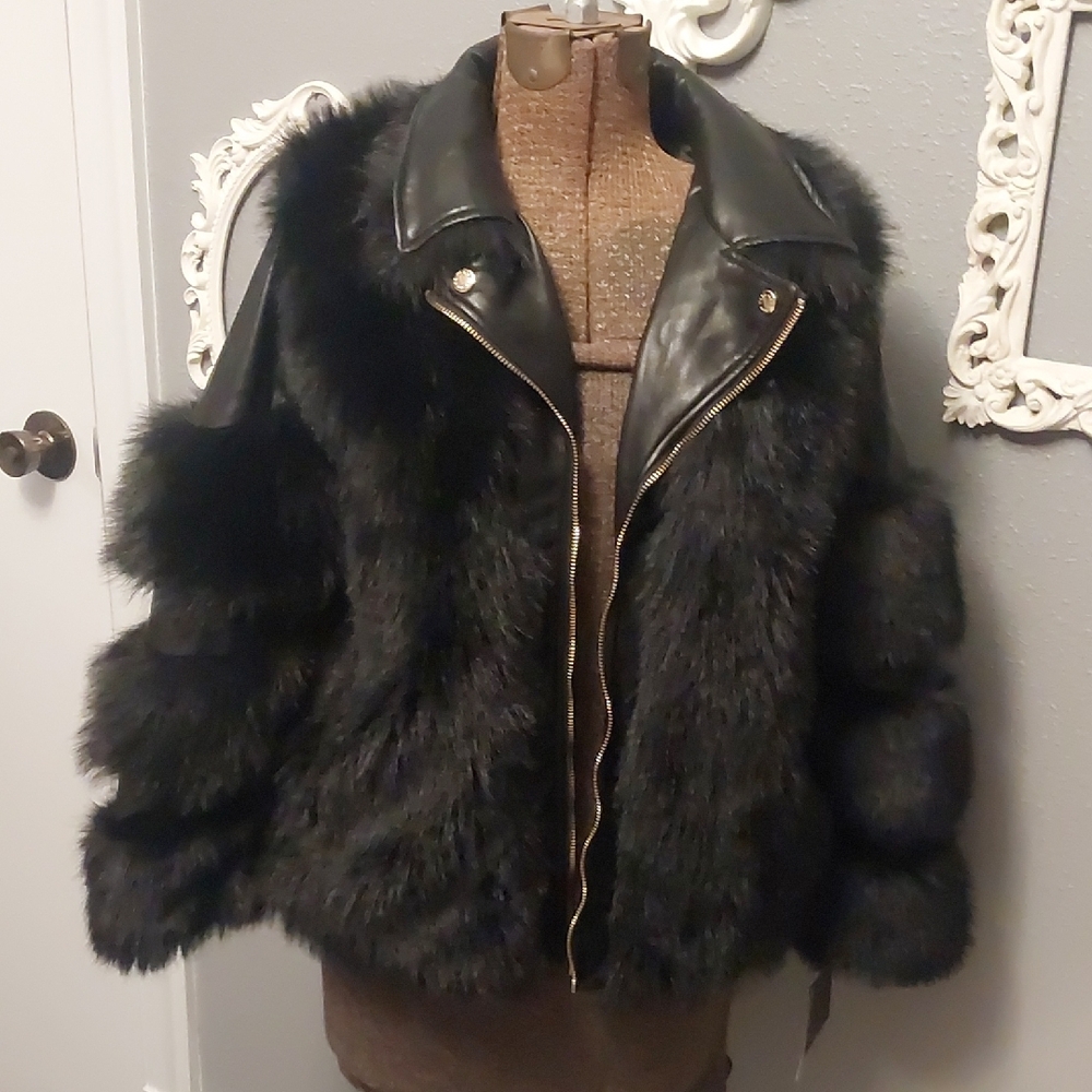 Marc New York Black Faux Fur Teddy Jacket